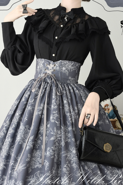 Ketch Wild Rose Stand Collar Lolita Blouse