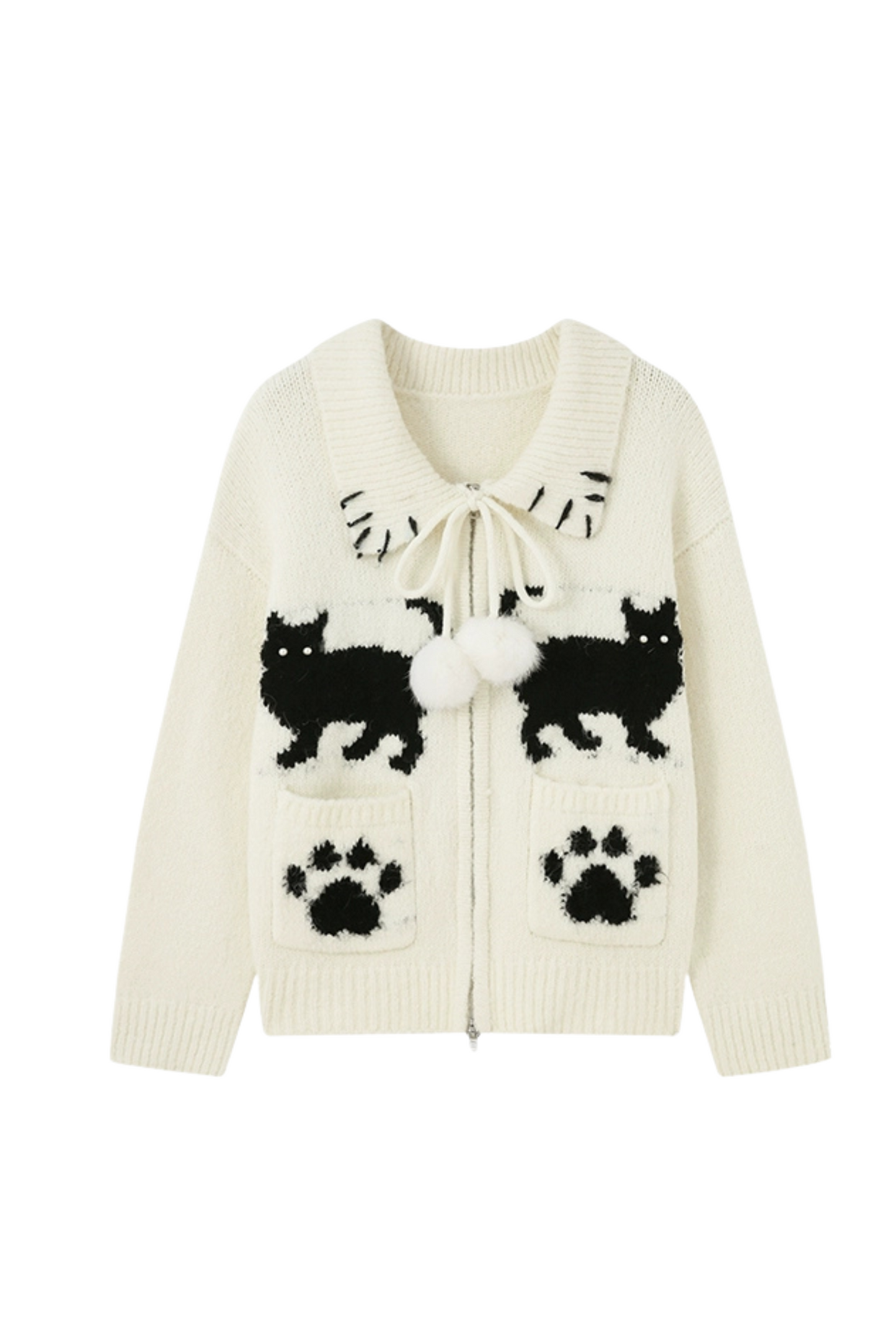 Cat Ball French Knit Sweater + Fur Skirt