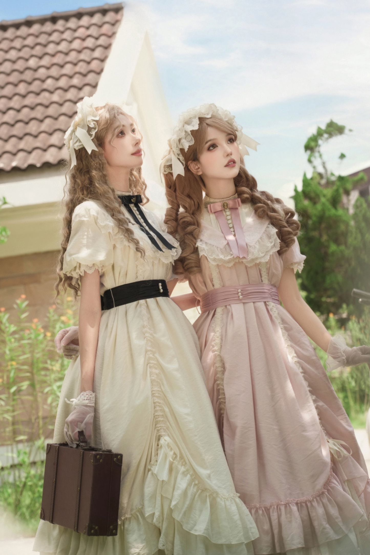 【予約商品】ローズフリルロリータドレス+ドレス＋ベルト＋ブローチ＋リボン＋ヘッドバンド＋スリーブ