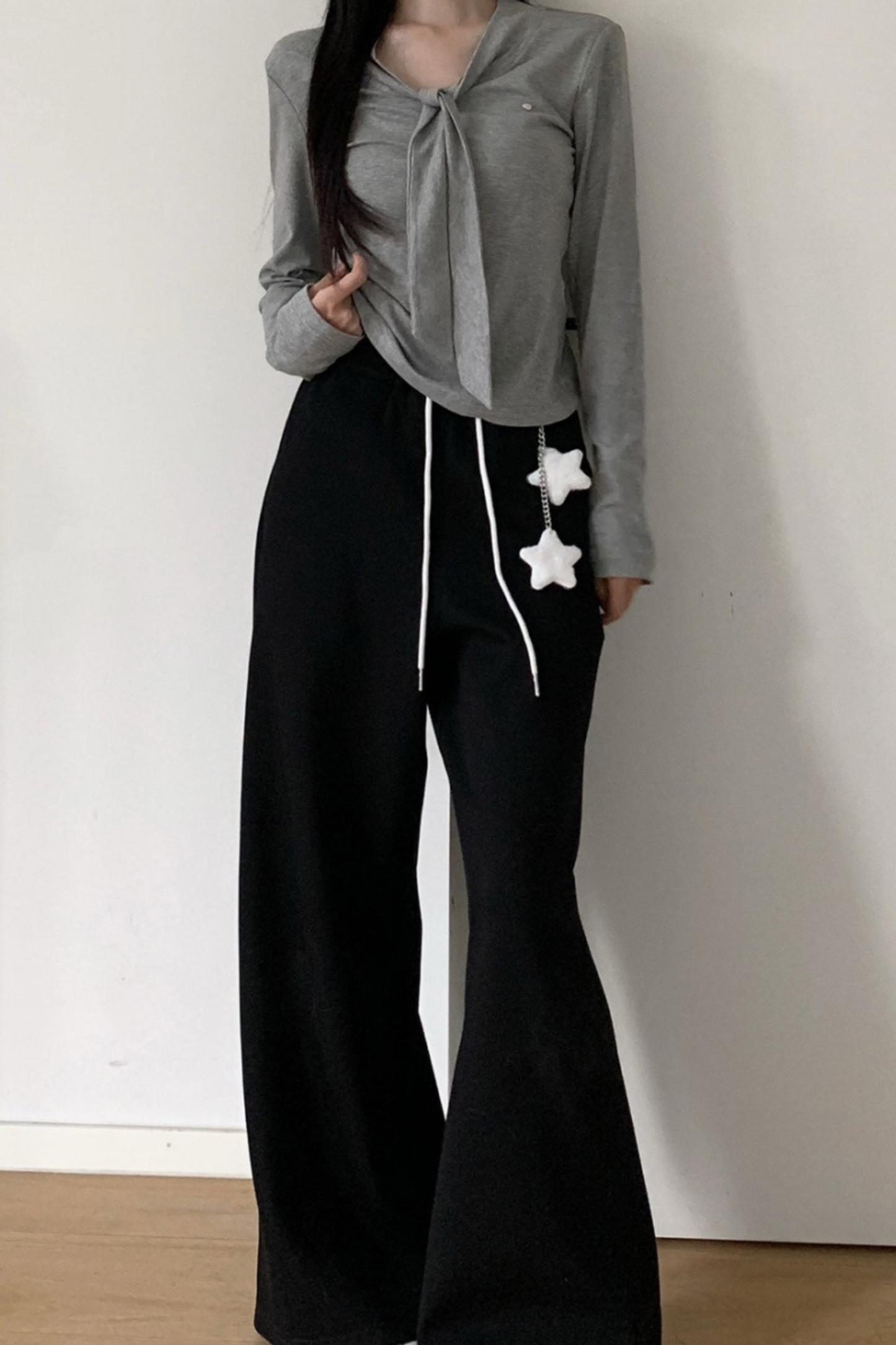 マルチカラーボタンリボントップス