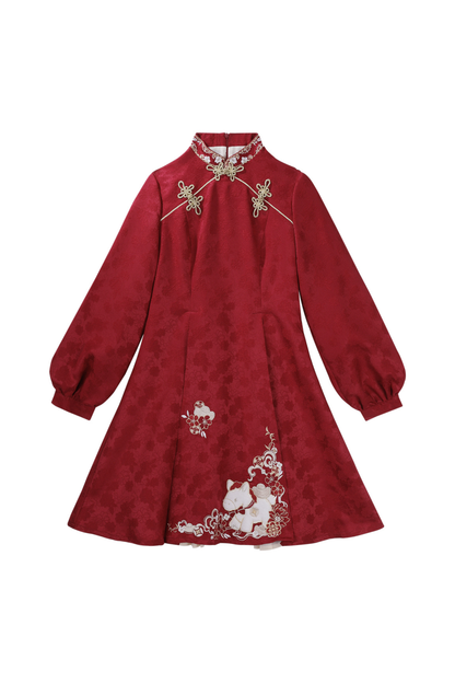 Chinese fur outerwear + retro dress