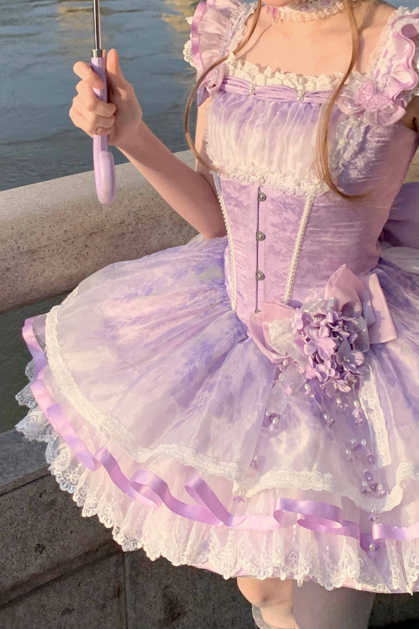 【予約商品】バレエスタイルエレガントドレス+ハット+ヘアバンド+リボンテール