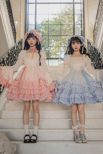 [Reservation Product] Frilled Gradient Princess Lolita Dress Set