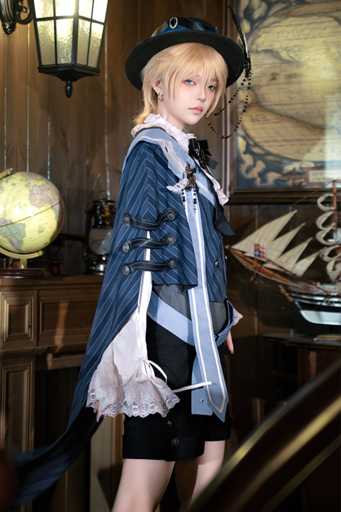 [Pre-order Deadline: November 9] Steampunk Prince Vest Shorts Cape Suit Set + Hat + Complete Accessories