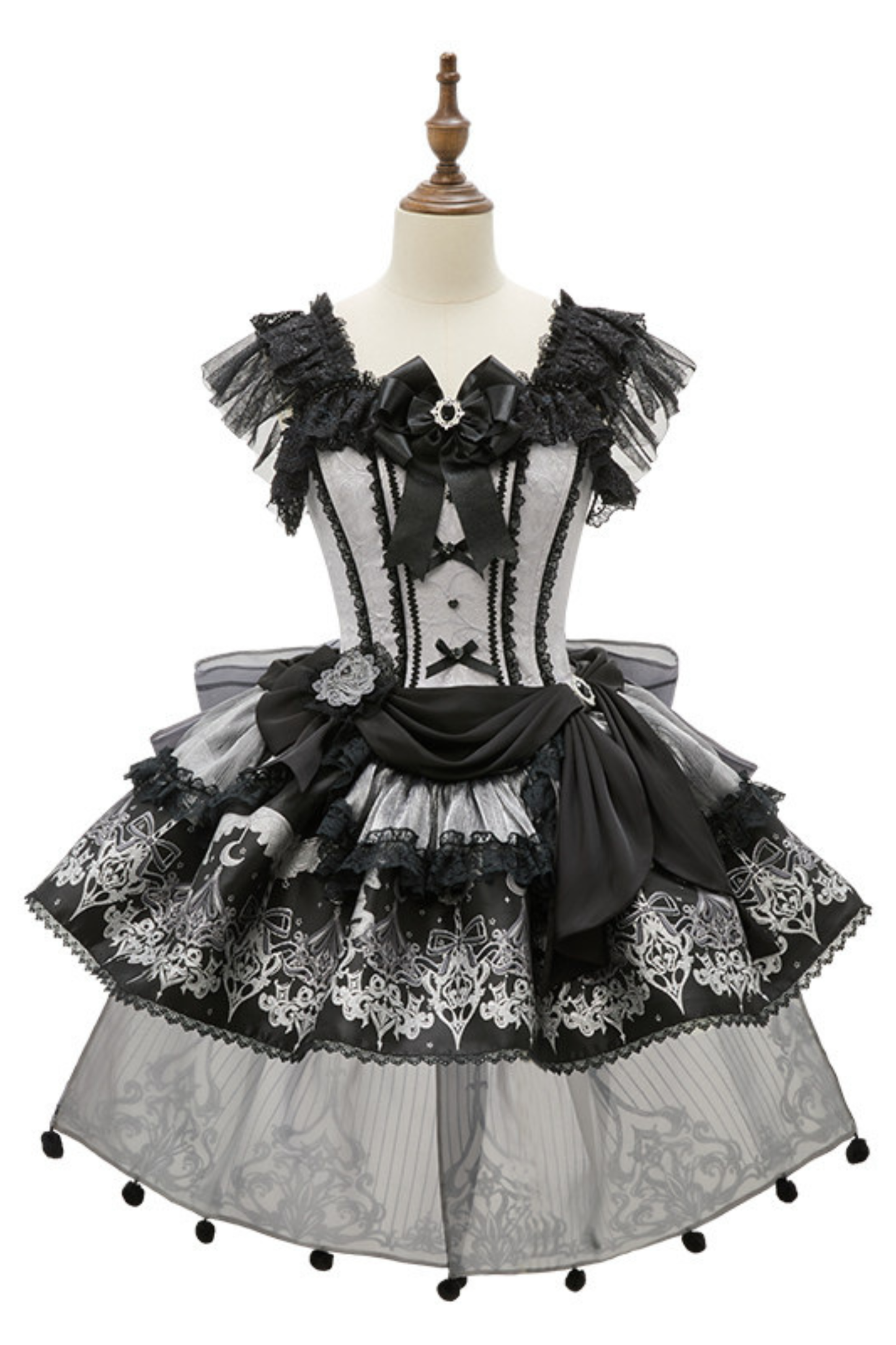 【2月28日予約締切】ダークシルバーレースロリータドレス+BNT+ネックアクセサリー