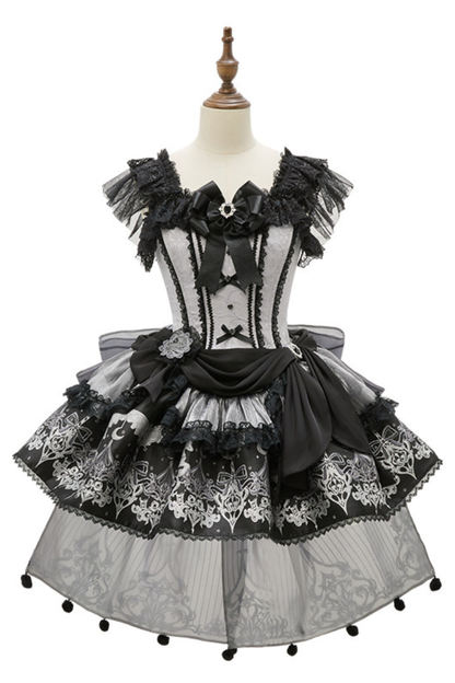 【2月28日予約締切】ダークシルバーレースロリータドレス+BNT+ネックアクセサリー