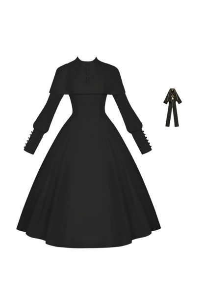 [Reservations] Gothic Elegant Waist Slimming Big Swing Low Dress + Ribbon Tie