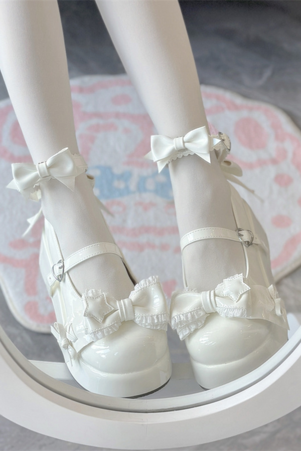 Cookie Lolita Ruffle Ribbon Shoes