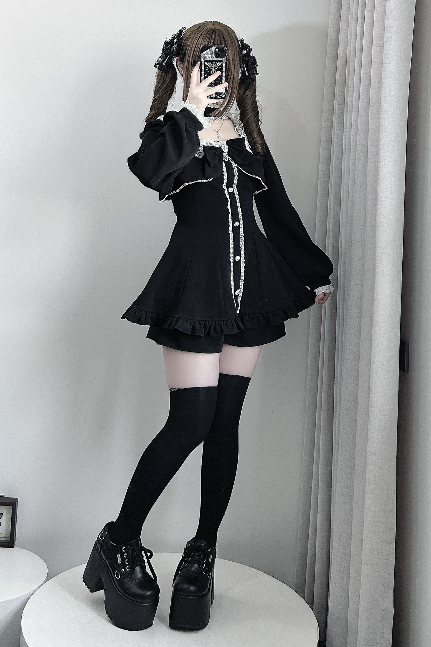 地雷フレアフェイクツーピースワンピース