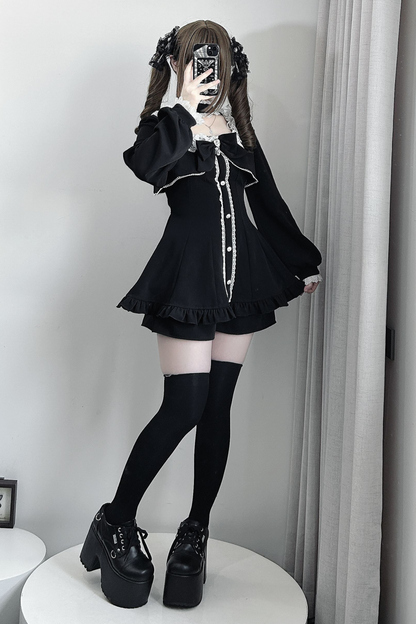 地雷フレアフェイクツーピースワンピース