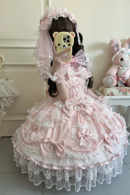Sweetheart Lolita Dress + Ribbon + Veil