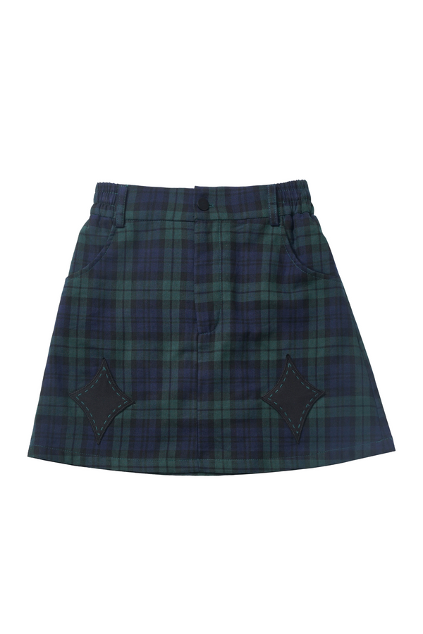 Green Black Check Skirt Sweat Set-Up
