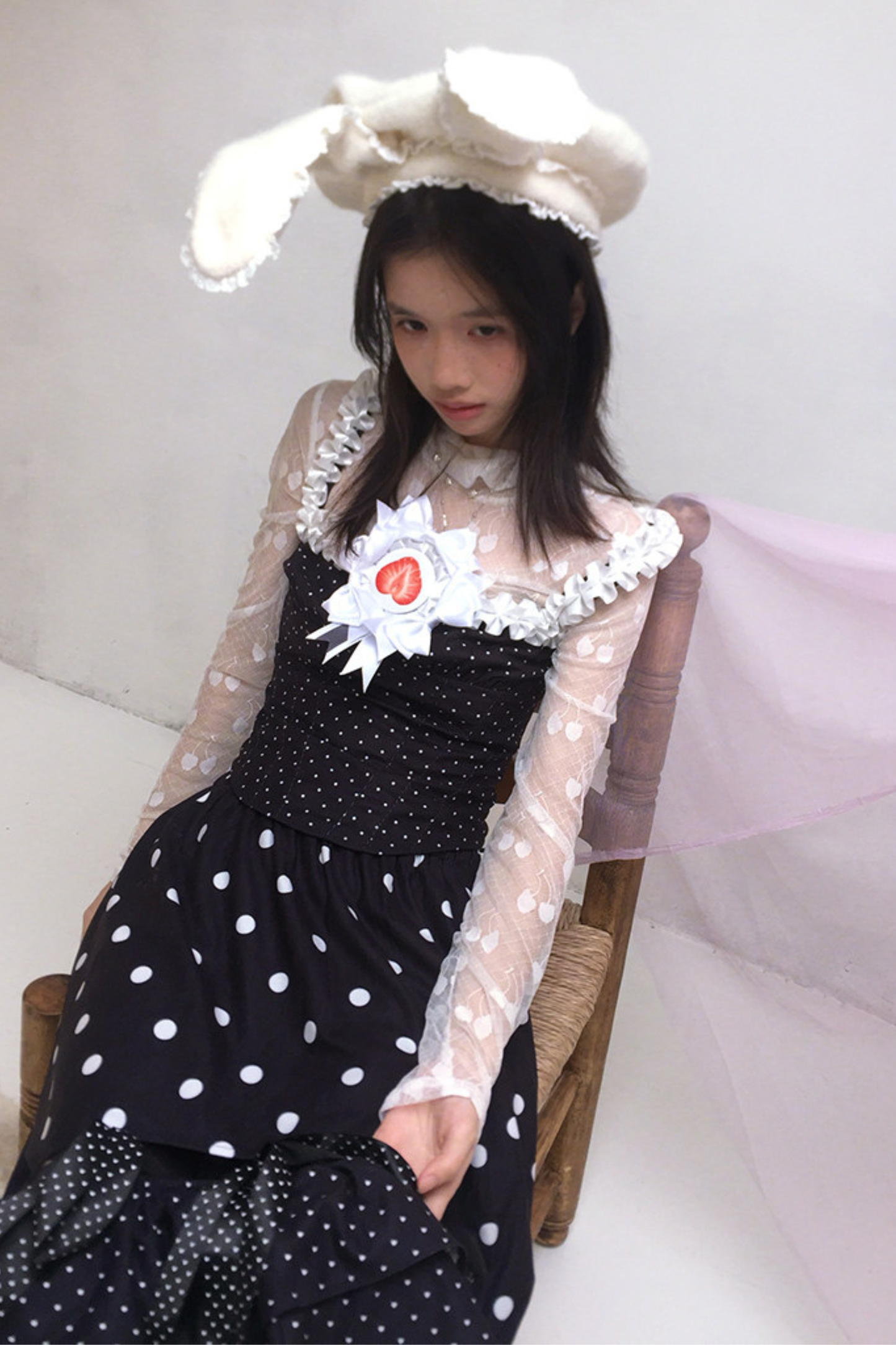 Cherry Jacquard Turtleneck Top