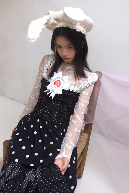 Cherry Jacquard Turtleneck Top