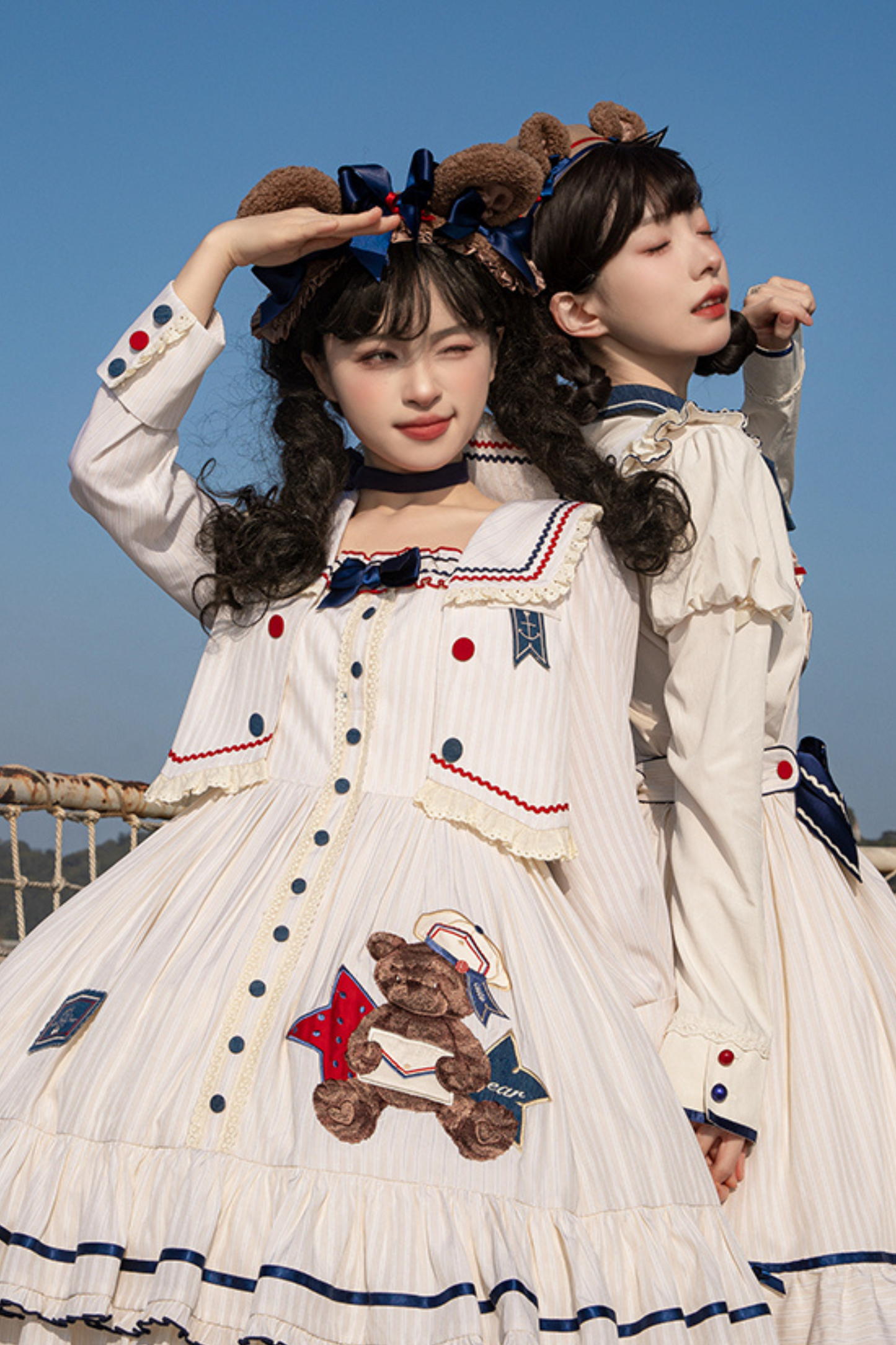 [Reservation Item] Marine Bear Design Doll Lolita Dress + Tie Top