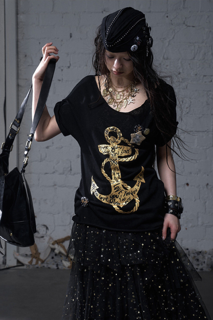 Y2k 타이트 프린트 탑