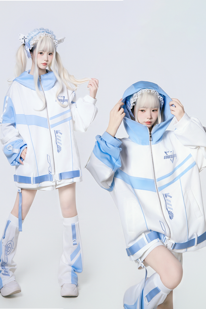 サブカルサイバージャケット+ショートパンツ+レッグカバー