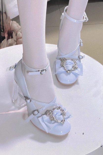 ラブバックルクリスタルヒールシューズ