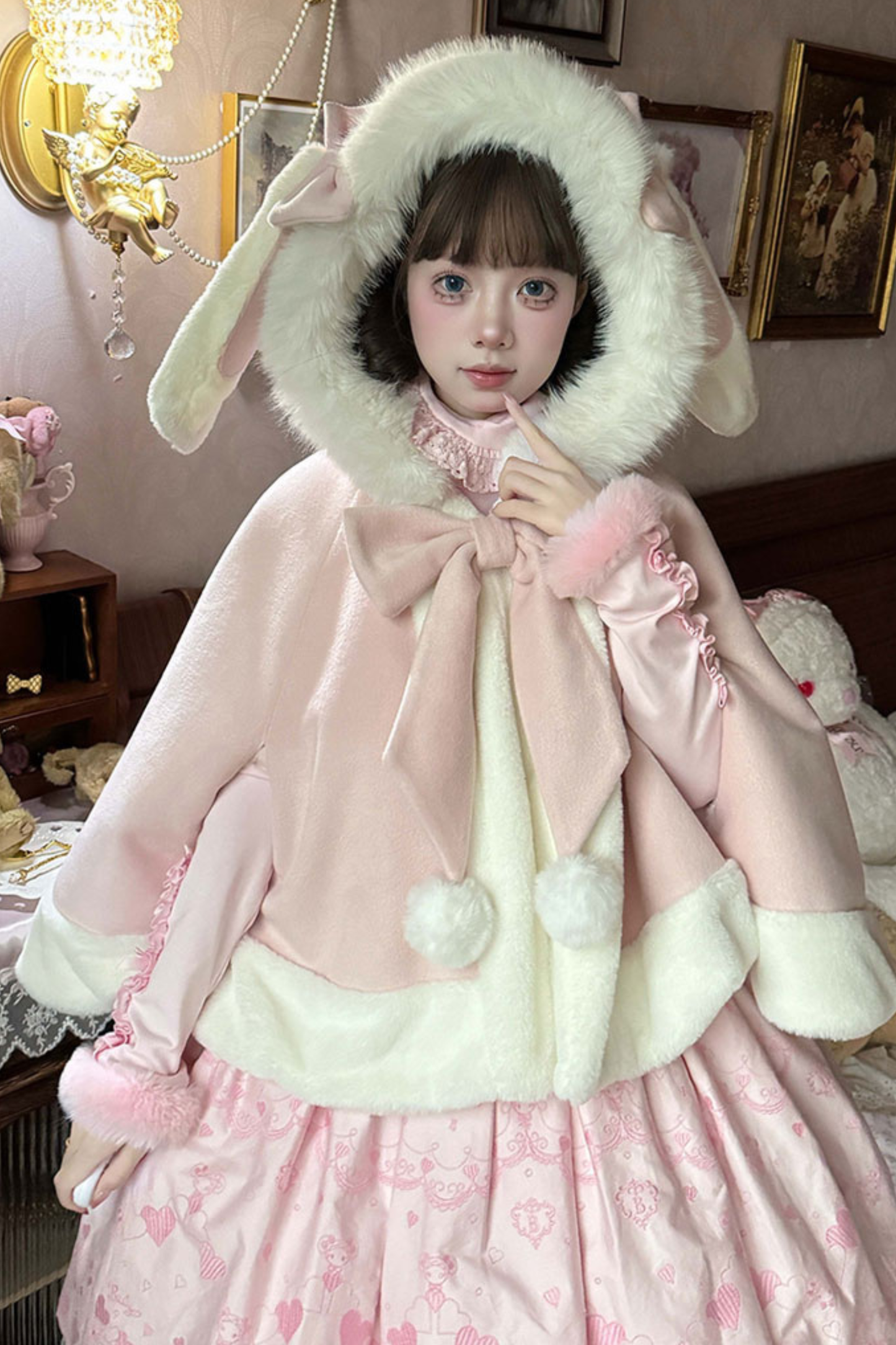 ファーバニーフードマント