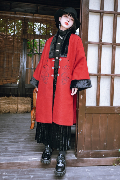 Chinese Dragon Motif Long Cardigan