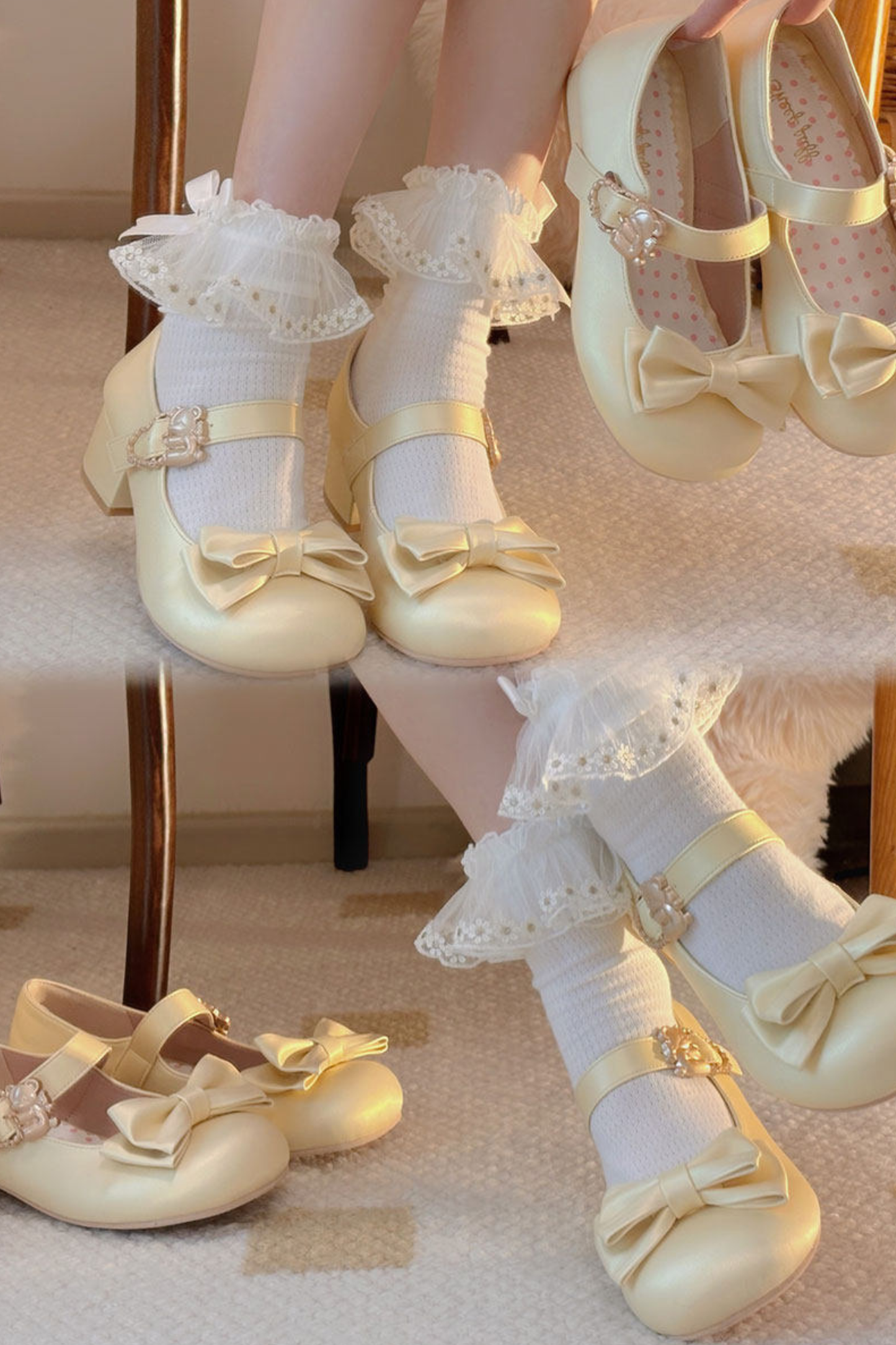 Satin Sheep Puff Shoes