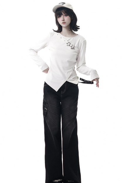 スリットロングスリーブトップス