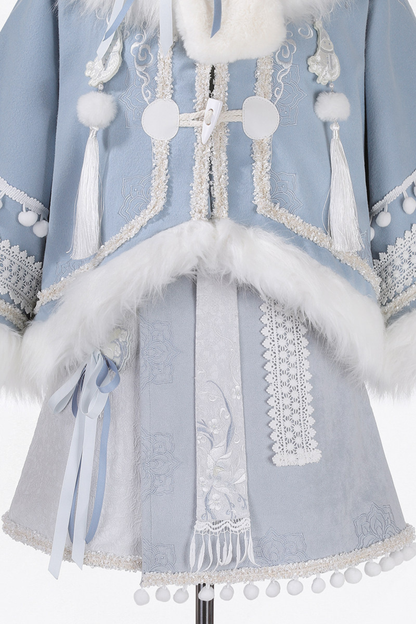 チャイナスノーロリータジャケット+トップス+スカート+スカーフ