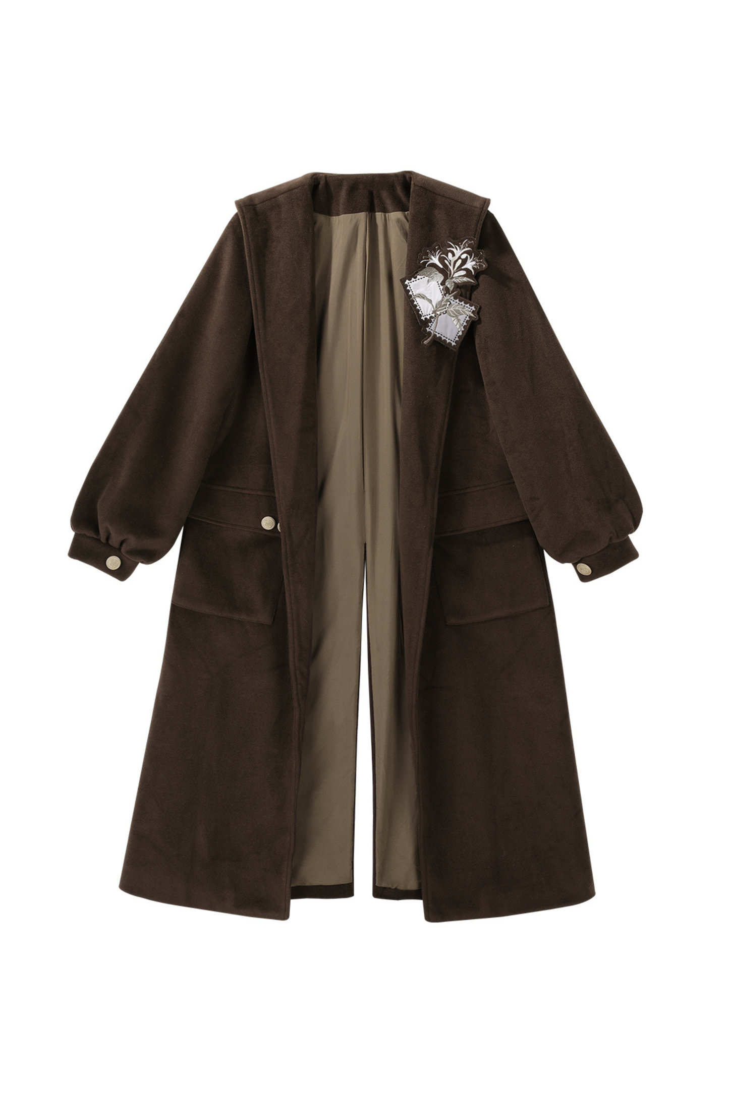 レトロロングコート+スカート+シャツ+ベスト