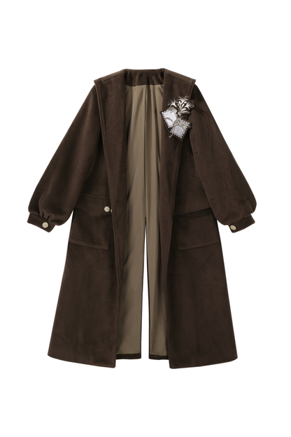 レトロロングコート+スカート+シャツ+ベスト