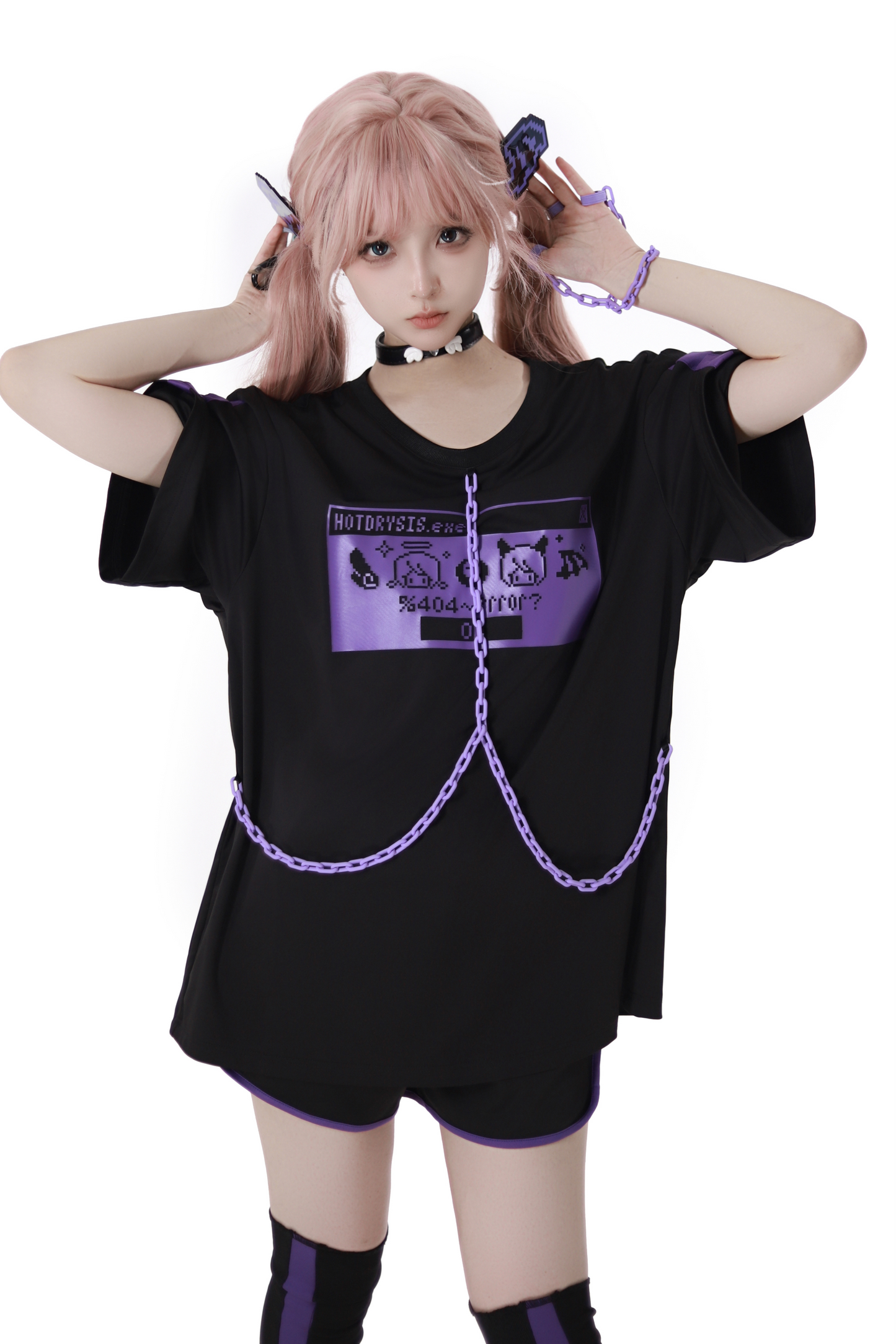 Subculture Loose Over T-shirt + Pants + Leg Warmers + Angel Devil Hairpin