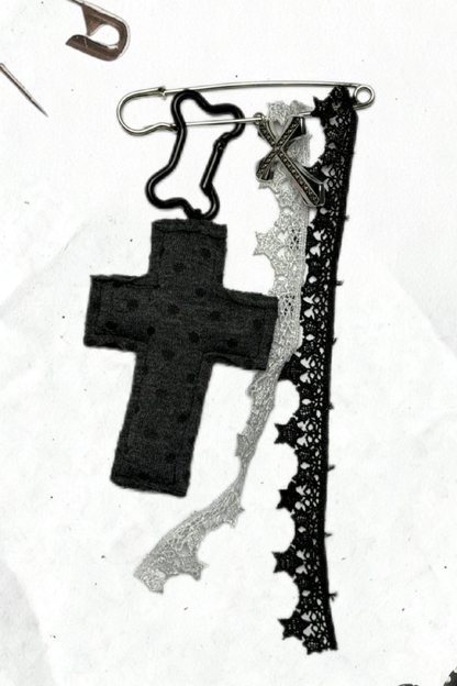 クロスハイネックトップス+パンツスカート+ペンダント