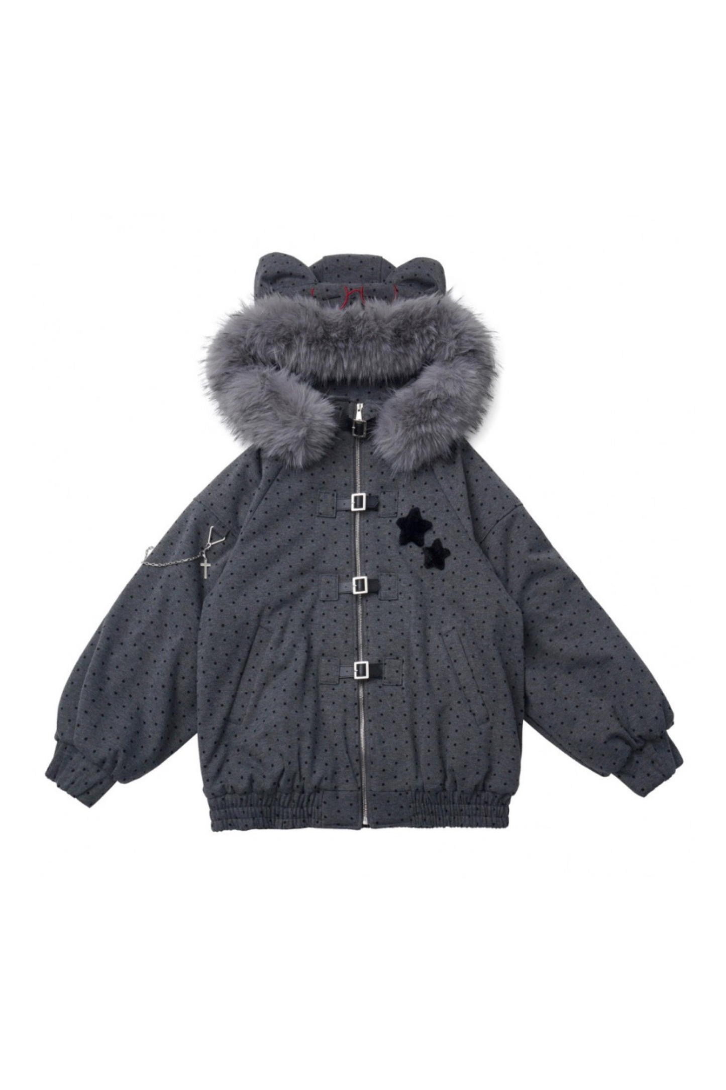 ビッグファーカラージャケット+トップス+スカート+パンツ+チェックフードジャケット