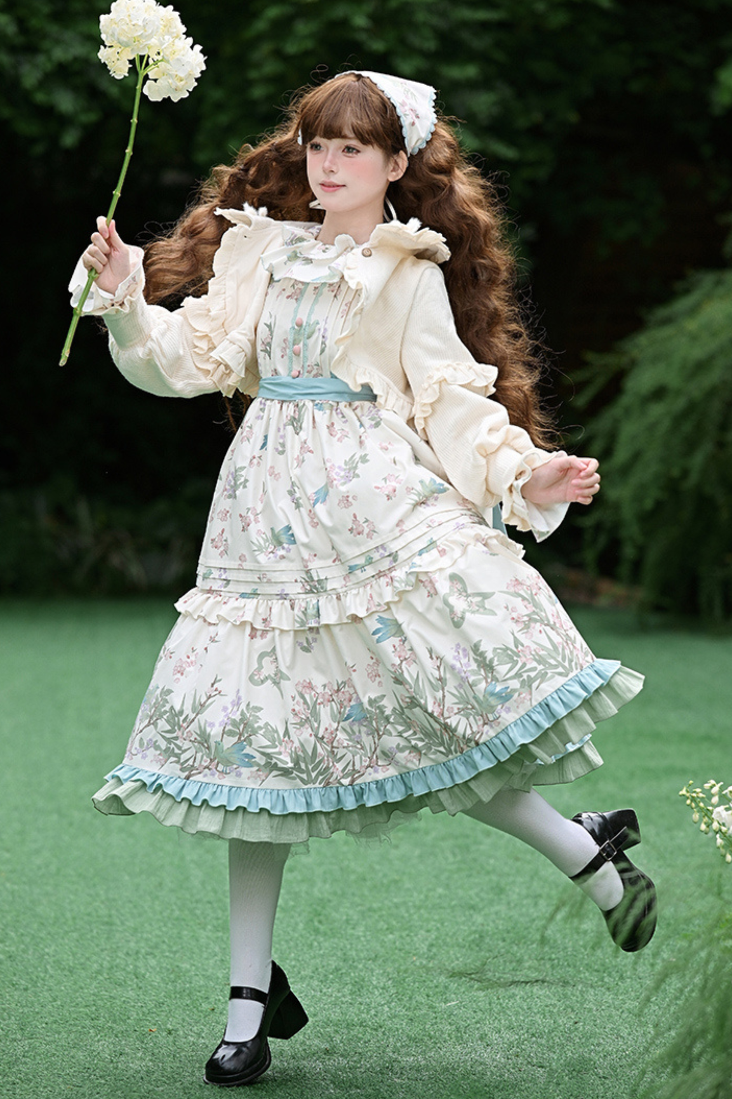 【予約商品】フォレストフラワードレス+サスペンダースカート+ブラウス+カーディガン+スカーフ