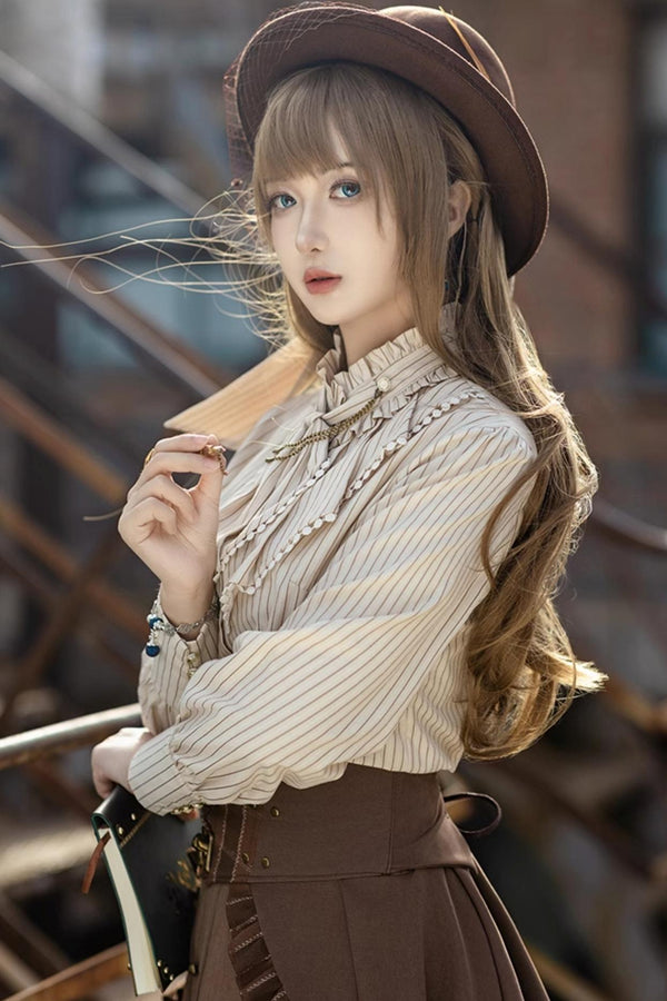 Mystery Steam Beige Ruffle Shirt