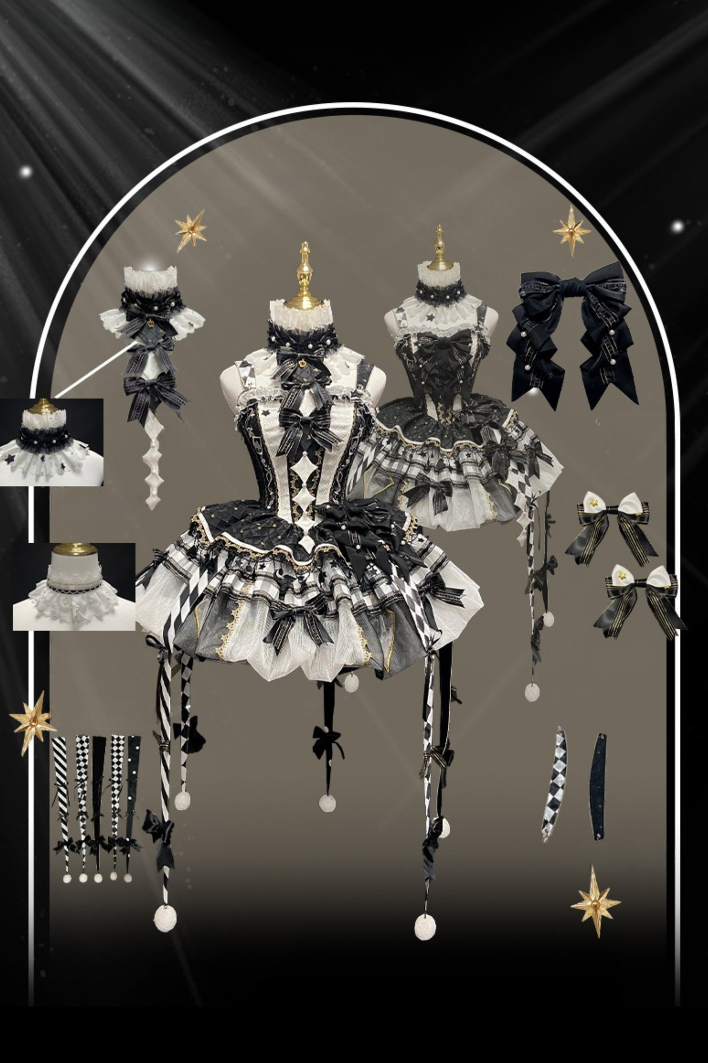 【12月26日予約締切】サーカスシリーズキングブラックアンドホワイトロリータピエロドレス＋フルセットA/B