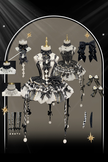 【12月26日予約締切】サーカスシリーズキングブラックアンドホワイトロリータピエロドレス＋フルセットA/B