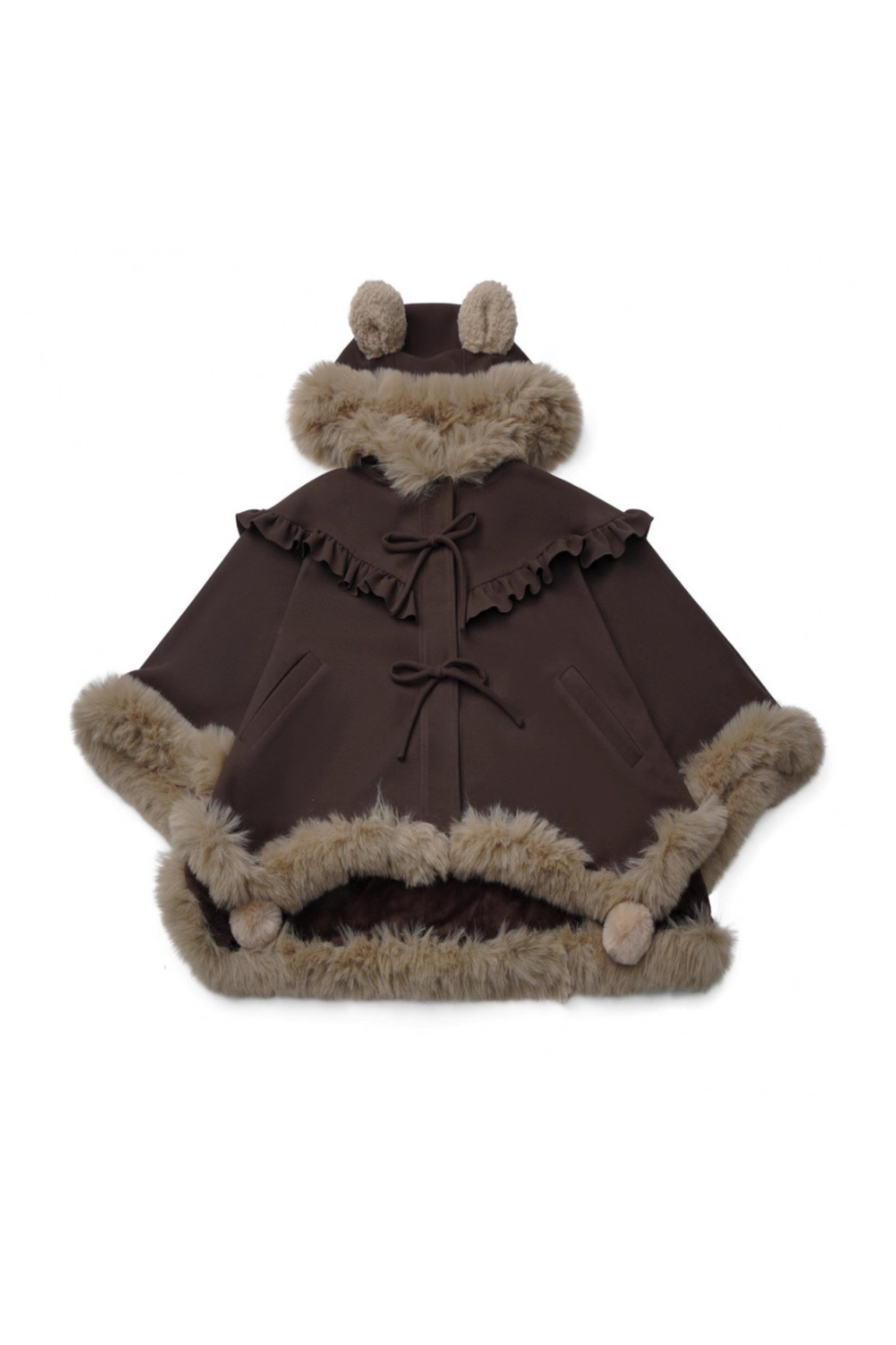 ベルベットベアフードケープ+トップス+サスペンダースカート+レッグカバー