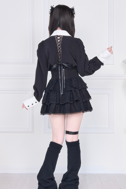 クロス刺繍シャツ+スカート