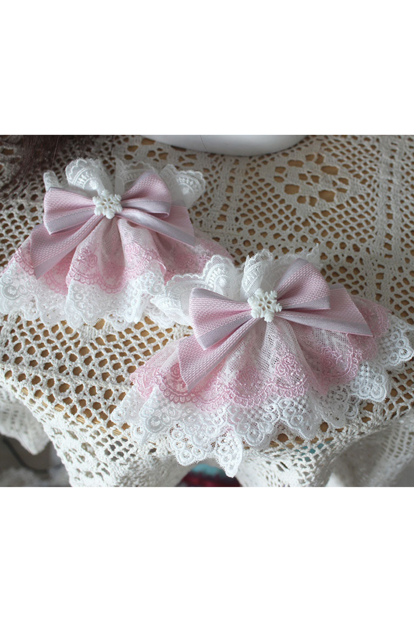 レースロリータボネットハット+カチューシャ+スリーブ+ピン+ハット+ベール