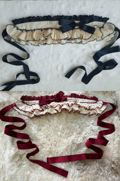 ピュアガールリボンロリータスカート+インナー+ベスト+ヘアバンド+スリーブ