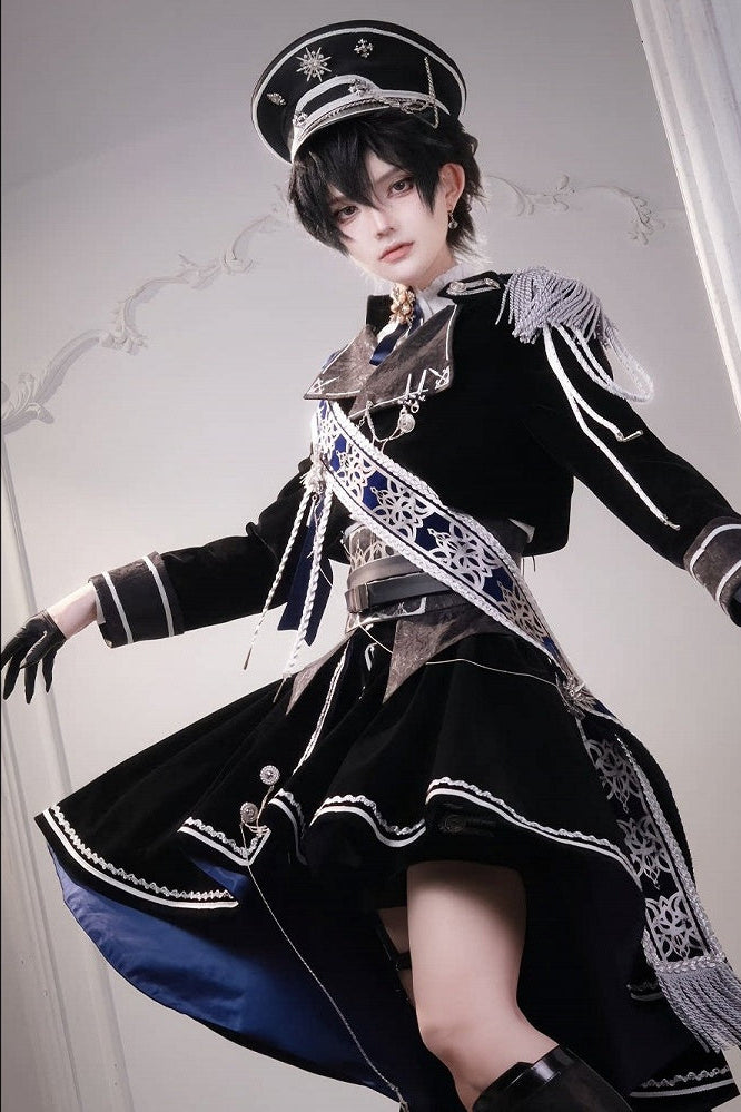 [Pre-order Deadline: December 7] Dark Blue & Black Royal Prince-Inspired Military Lolita Coordinated Outfit 1/2 + Complete Set in Ouji Style