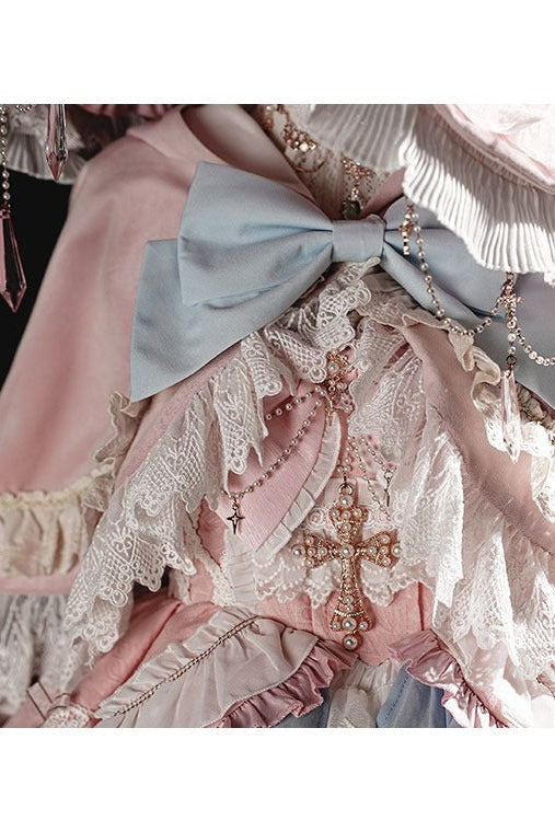 [Cierre de reserva el 14 de septiembre] Conjunto completo Fantasy Sweet Witch de vestido JSK cruzado + cola con lazo grande + capa con capucha + mangas desmontables + sombrero de bruja + mangas exteriores