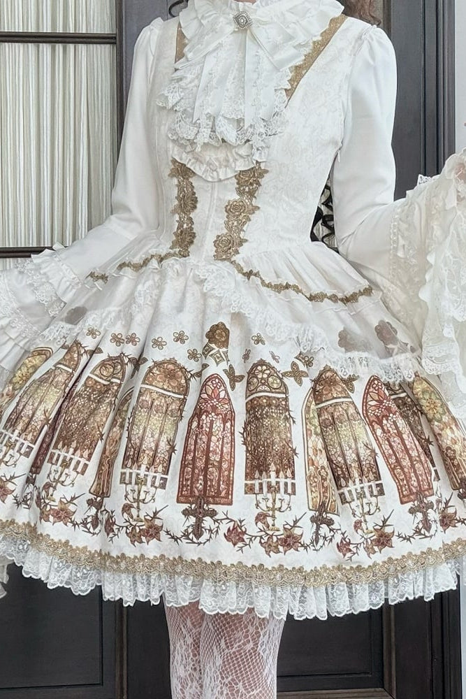 【9月28日予約締切】Gothic Lolita Stained Glass Lace Ruffle Corset JSK Dress