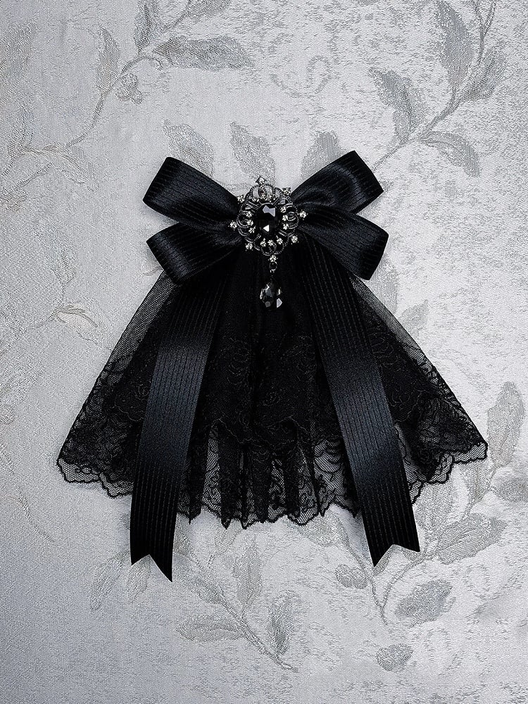 Black Mist Banquet Gothic Cross Rose Bonnet + Veil + Brooch