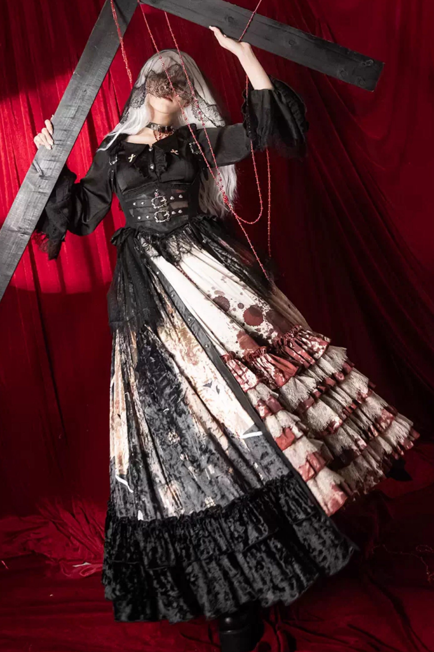 ゴシックロリータダークジャンパースカート+シャツ