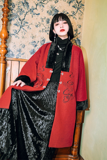 Chinese Dragon Motif Long Cardigan