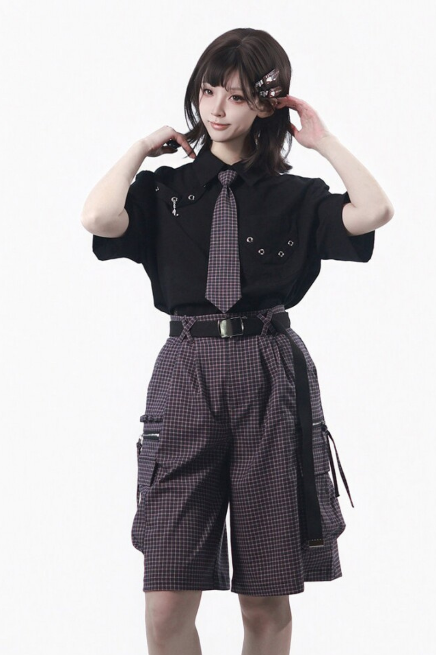 Puff Sleeve Shirt + Shorts + Tie