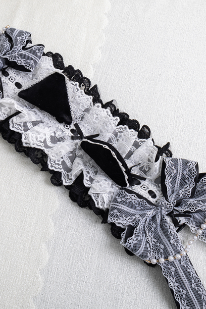 エレガントロリータボンネット+ヘアバンド+リボンクリップ+ハットクリップ+スリーブ