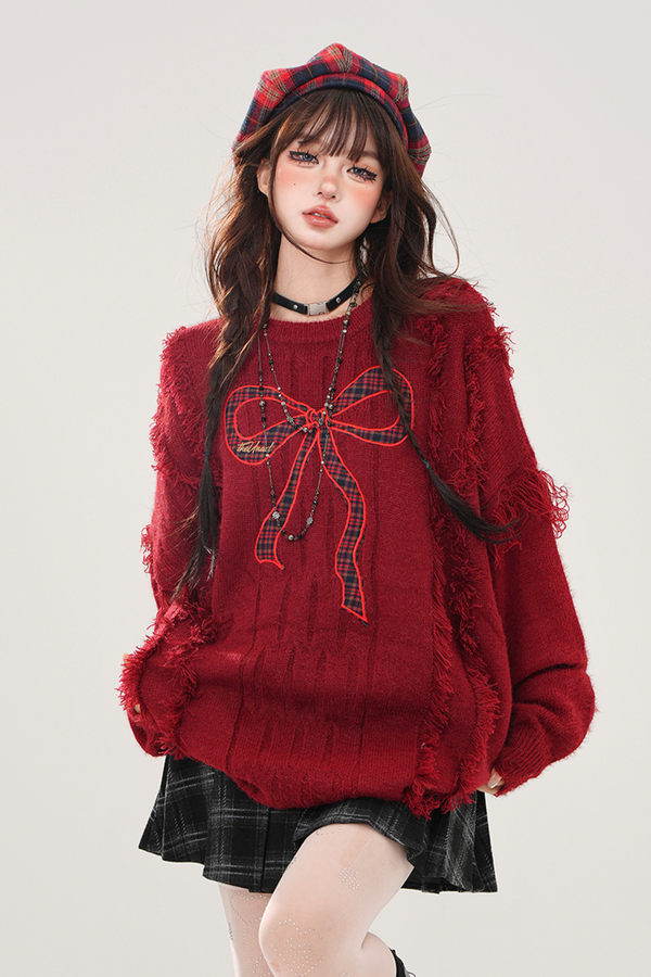 Red Ribbon Sweet Sweater