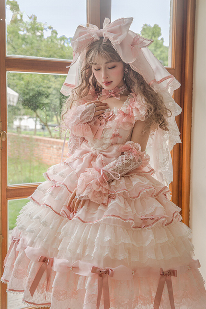 [Reservation deadline on October 18] Rose Garden Floral Pearl Ribbon Tulle Dress